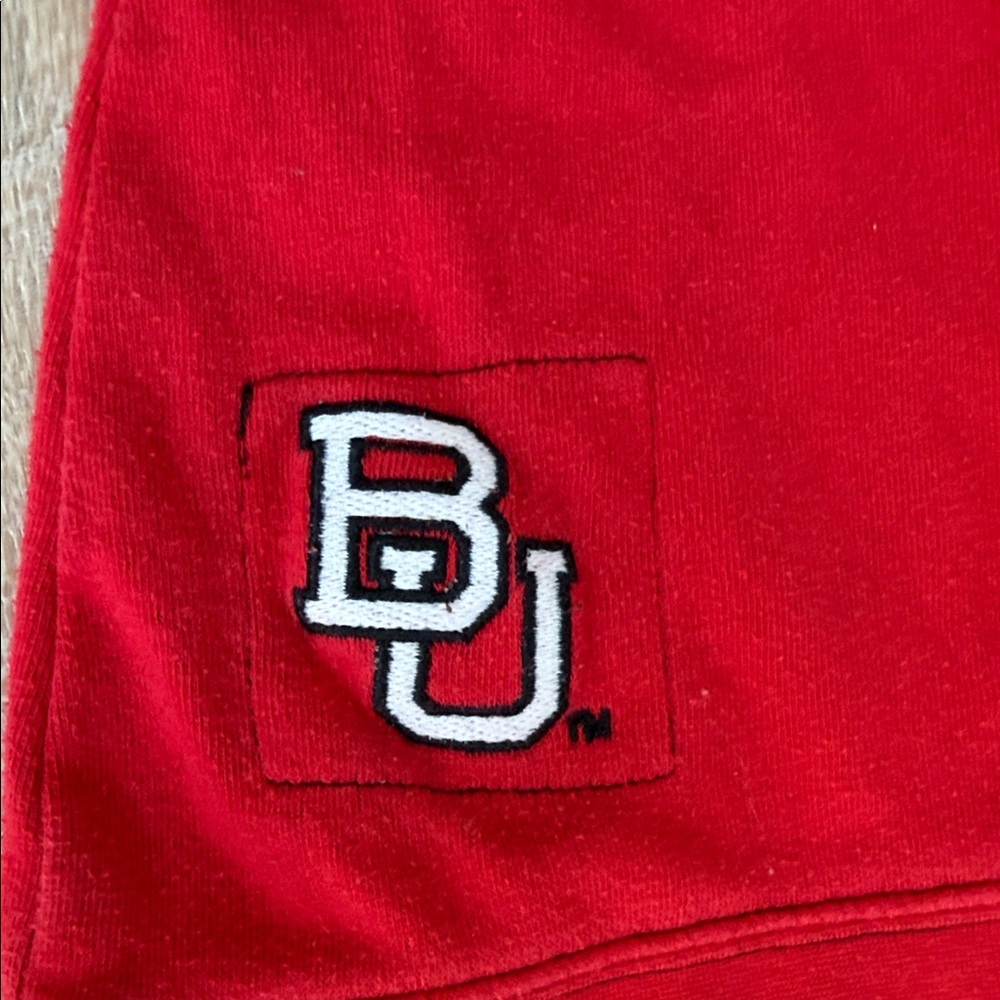 Reversible Boston University Red Sweatshirt with White Dog Logo and 'BU' Patch - Picture 2 of 6